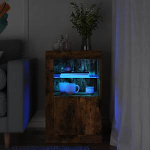 Stranska omarica z LED lučkami dimljen hrast inženirski les