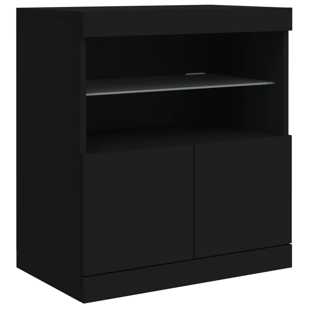 vidaXL Dressoir met LED-verlichting 60x37x67 cm zwart afbeelding