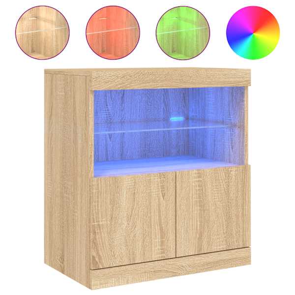 vidaXL puhvetkapp LED-tuledega, Sonoma tamm, 60 x 37 x 67 cm