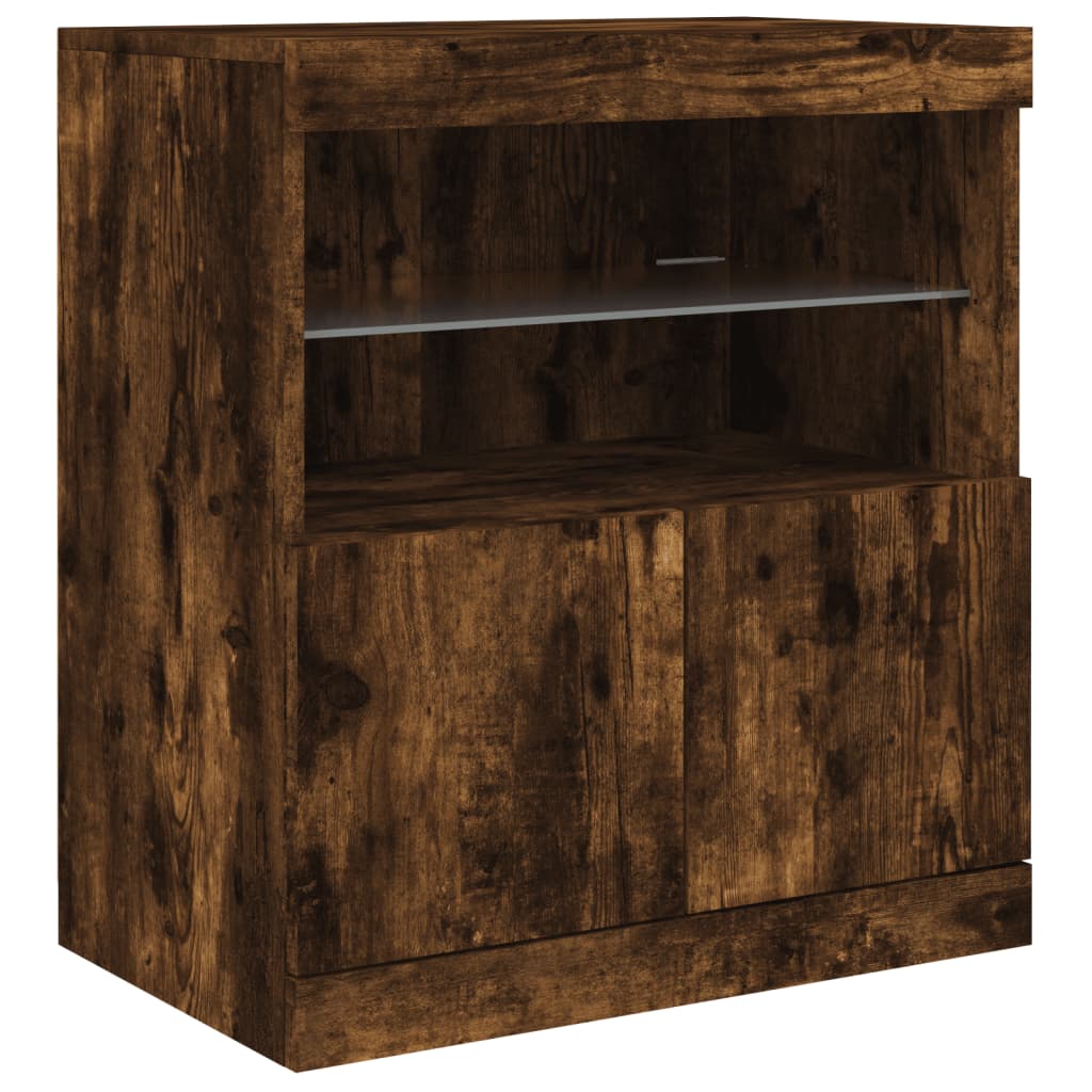 vidaXL Dressoir met LED-verlichting 60x37x67 cm gerookt eikenkleurig afbeelding