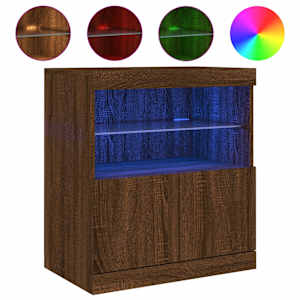 Příborník s LED osvětlením hnědý dub 60 x 37 x 67 cm - obrázek 2