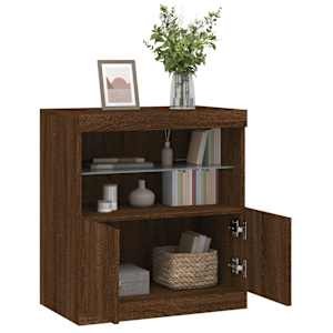 Příborník s LED osvětlením hnědý dub 60 x 37 x 67 cm - obrázek 5