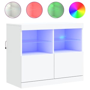 Příborník s LED osvětlením bílý 81 x 37 x 67 cm - obrázek 2