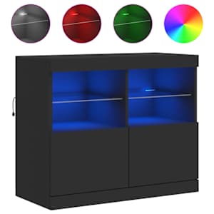 Příborník s LED osvětlením černý 81 x 37 x 67 cm - obrázek 2