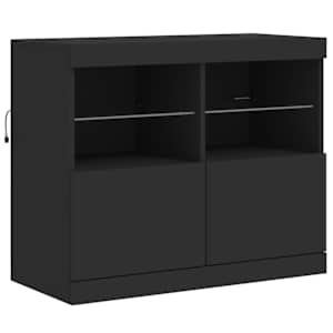 Příborník s LED osvětlením černý 81 x 37 x 67 cm - obrázek 3