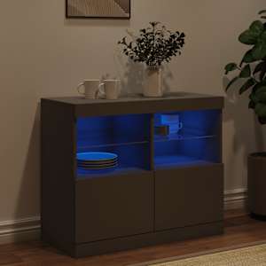 Příborník s LED osvětlením černý 81 x 37 x 67 cm - obrázek 4