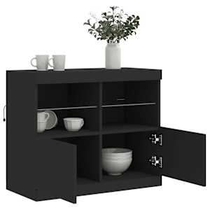 Příborník s LED osvětlením černý 81 x 37 x 67 cm - obrázek 5