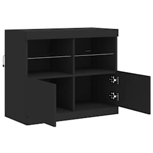 Příborník s LED osvětlením černý 81 x 37 x 67 cm - obrázek 7