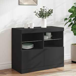 Příborník s LED osvětlením černý 81 x 37 x 67 cm - obrázek 1