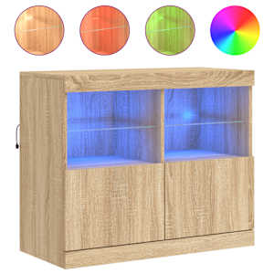 Příborník s LED osvětlením dub sonoma 81 x 37 x 67 cm - obrázek 2