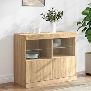 Příborník s LED osvětlením dub sonoma 81 x 37 x 67 cm - obrázek 1