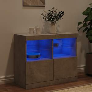 Příborník s LED osvětlením betonově šedý 81 x 37 x 67 cm - obrázek 4
