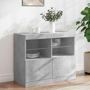 Příborník s LED osvětlením betonově šedý 81 x 37 x 67 cm - obrázek 1