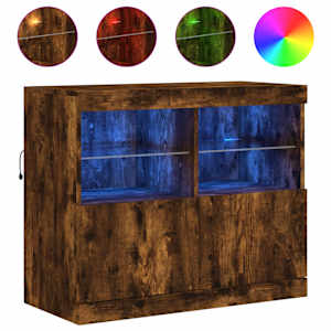 Příborník s LED osvětlením kouřový dub 81 x 37 x 67 cm - obrázek 2