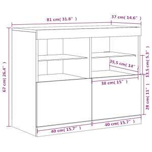Příborník s LED osvětlením kouřový dub 81 x 37 x 67 cm - obrázek 15