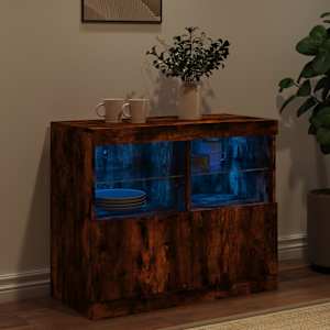 Příborník s LED osvětlením kouřový dub 81 x 37 x 67 cm - obrázek 4