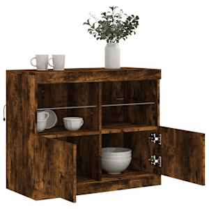 Příborník s LED osvětlením kouřový dub 81 x 37 x 67 cm - obrázek 5
