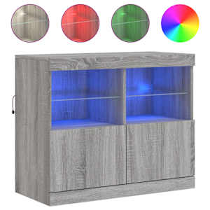 Příborník s LED osvětlením šedý sonoma 81 x 37 x 67 cm - obrázek 2