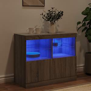 Příborník s LED osvětlením šedý sonoma 81 x 37 x 67 cm - obrázek 4