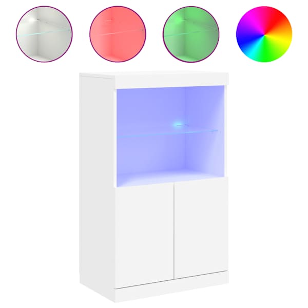 vidaXL puhvetkapp LED-tuledega, valge, 60,5 x 37 x 100 cm