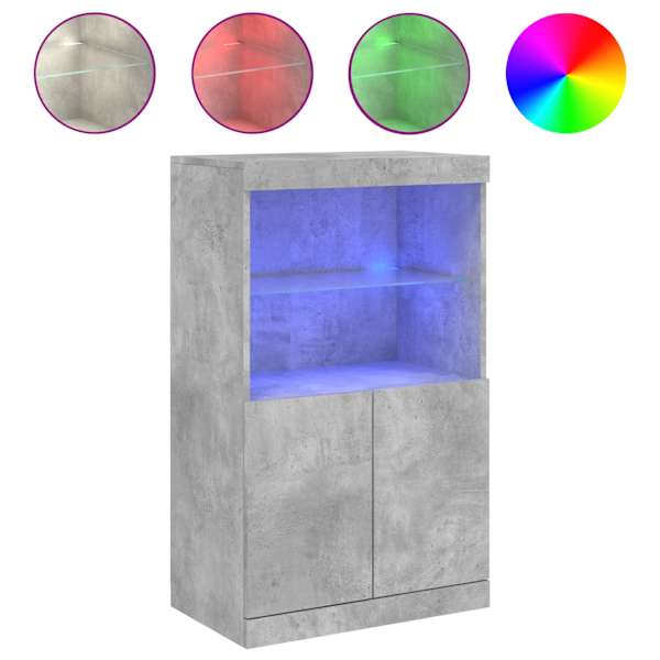vidaXL puhvetkapp LED-tuledega, betoonhall, 60,5 x 37 x 100 cm