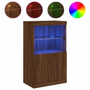 Příborník s LED osvětlením hnědý dub 60,5 x 37 x 100 cm - obrázek 2