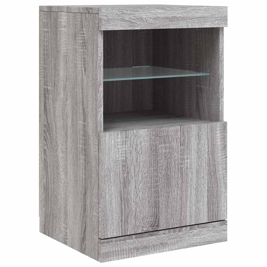 vidaXL Servantă cu lumini LED, gri sonoma, 41x37x67 cm