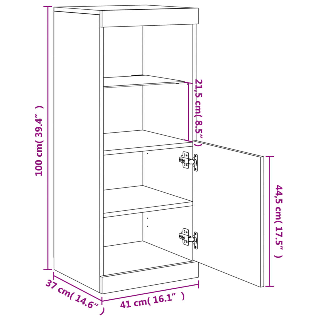 Příborník s LED osvětlením dub sonoma 41 x 37 x 100 cm - obrázek 16