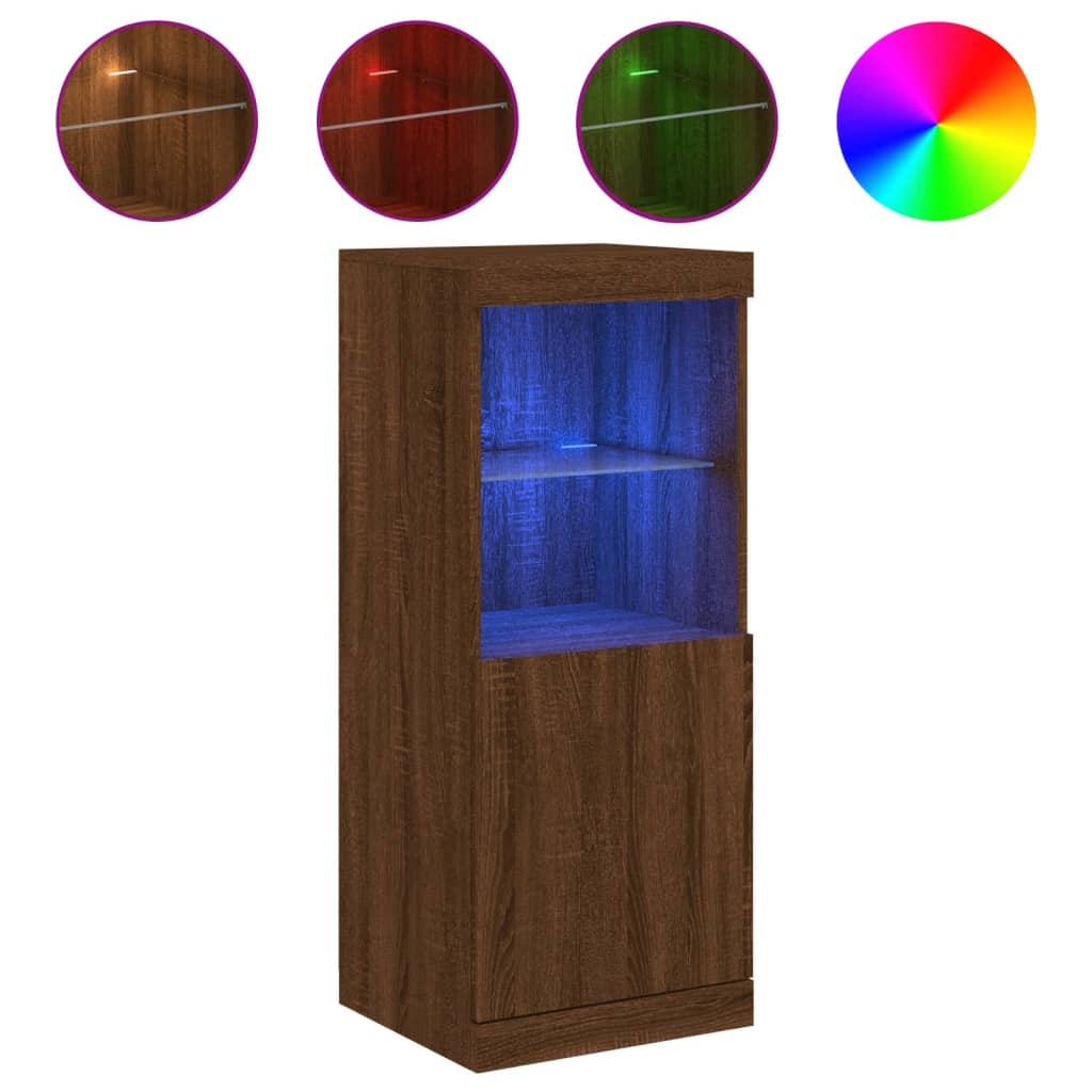 vidaXL Příborník s LED osvětlením hnědý dub 41 x 37 x 100 cm