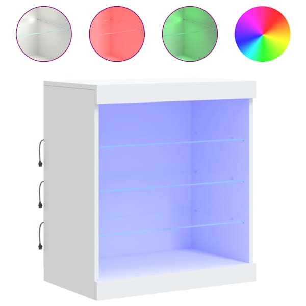 vidaXL puhvetkapp LED-tuledega, valge, 60,5 x 37 x 67 cm