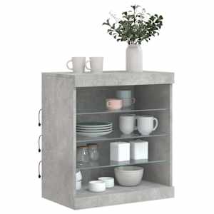 Příborník s LED osvětlením betonově šedý 60,5 x 37 x 67 cm - obrázek 4