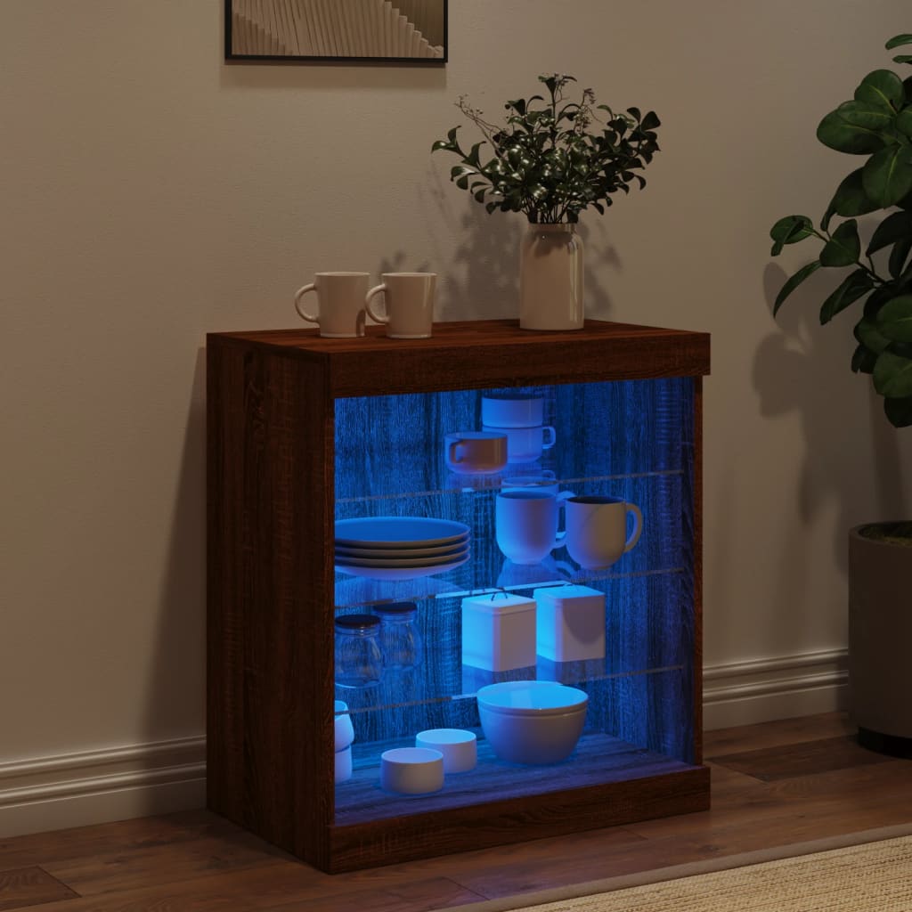 Thumbnail - vidaXL Sideboard mit LED-Leuchten Braun Eichen-Optik 60,5x37x67 cm