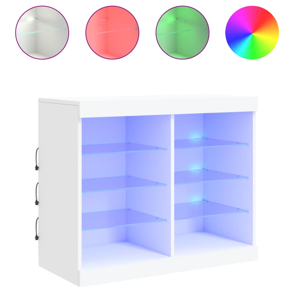 vidaXL Příborník s LED osvětlením bílý 81 x 37 x 67 cm