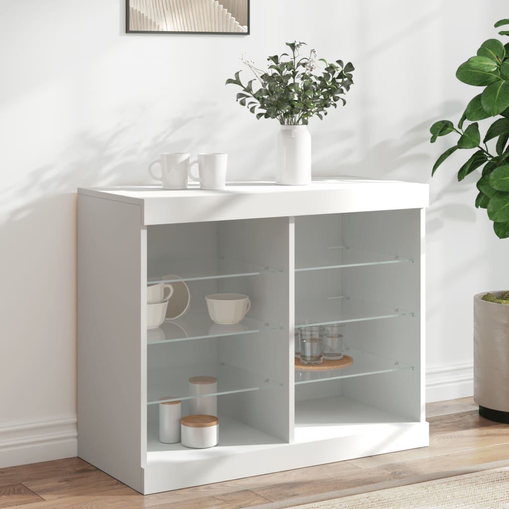 Photos - Dresser / Chests of Drawers VidaXL Sideboard with LED Lights White 81x37x67 cm 