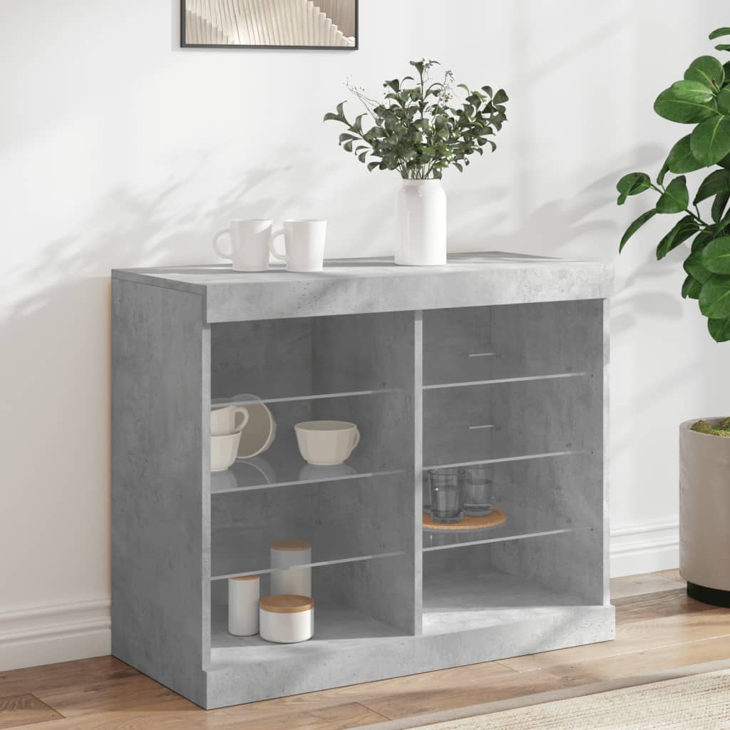 vidaXL Sideboard mit LED-Leuchten Betongrau 81x37x67 cm