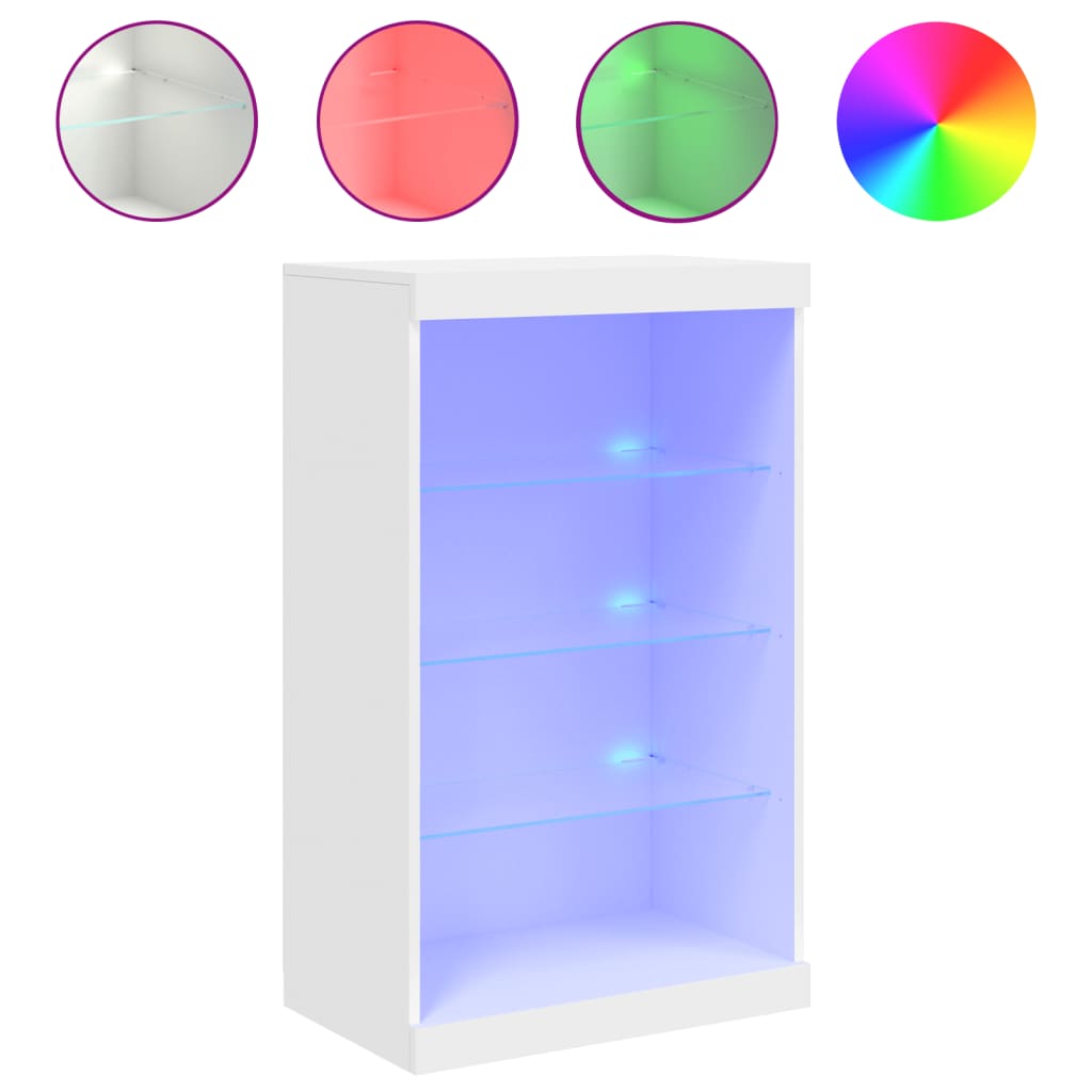 vidaXL Servantă cu lumini LED, alb, 60,5x37x100 cm