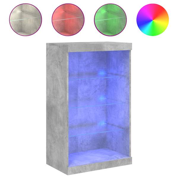 vidaXL puhvetkapp LED-tuledega, betoonhall, 60,5 x 37 x 100 cm