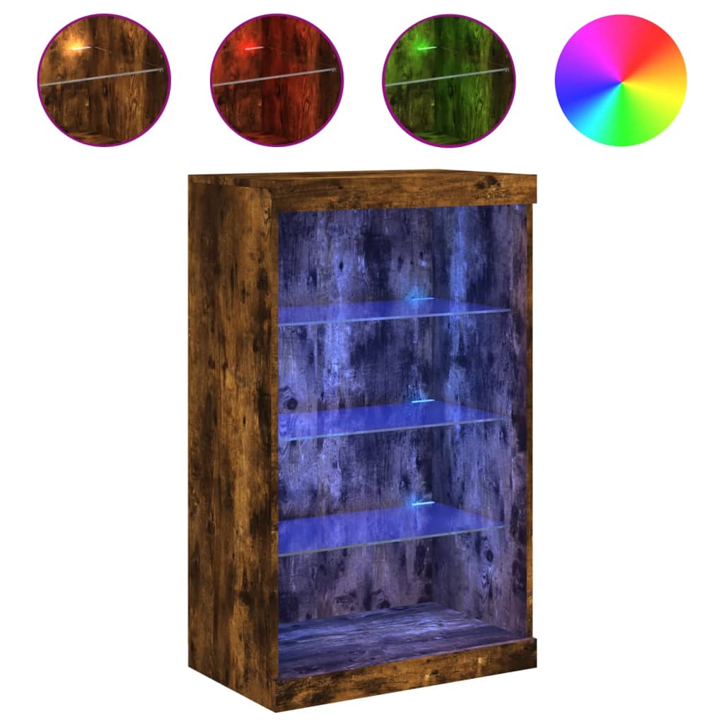vidaXL Příborník s LED osvětlením kouřový dub 60,5 x 37 x 100 cm