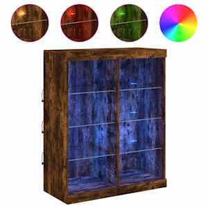 Příborník s LED osvětlením kouřový dub 81 x 37 x 100 cm - obrázek 2
