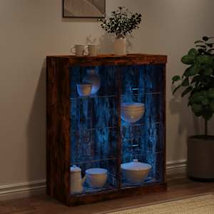 Příborník s LED osvětlením kouřový dub 81 x 37 x 100 cm - obrázek 4