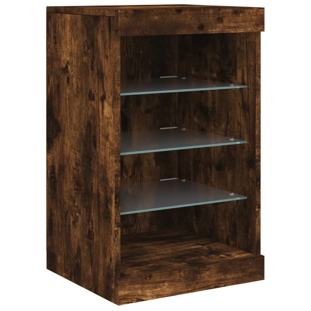 vidaXL Dressoir met LED-verlichting 41x37x67 cm gerookt eikenkleurig afbeelding