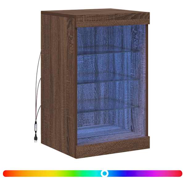 vidaXL puhvetkapp LED-tuledega, pruun tamm, 41 x 37 x 67 cm