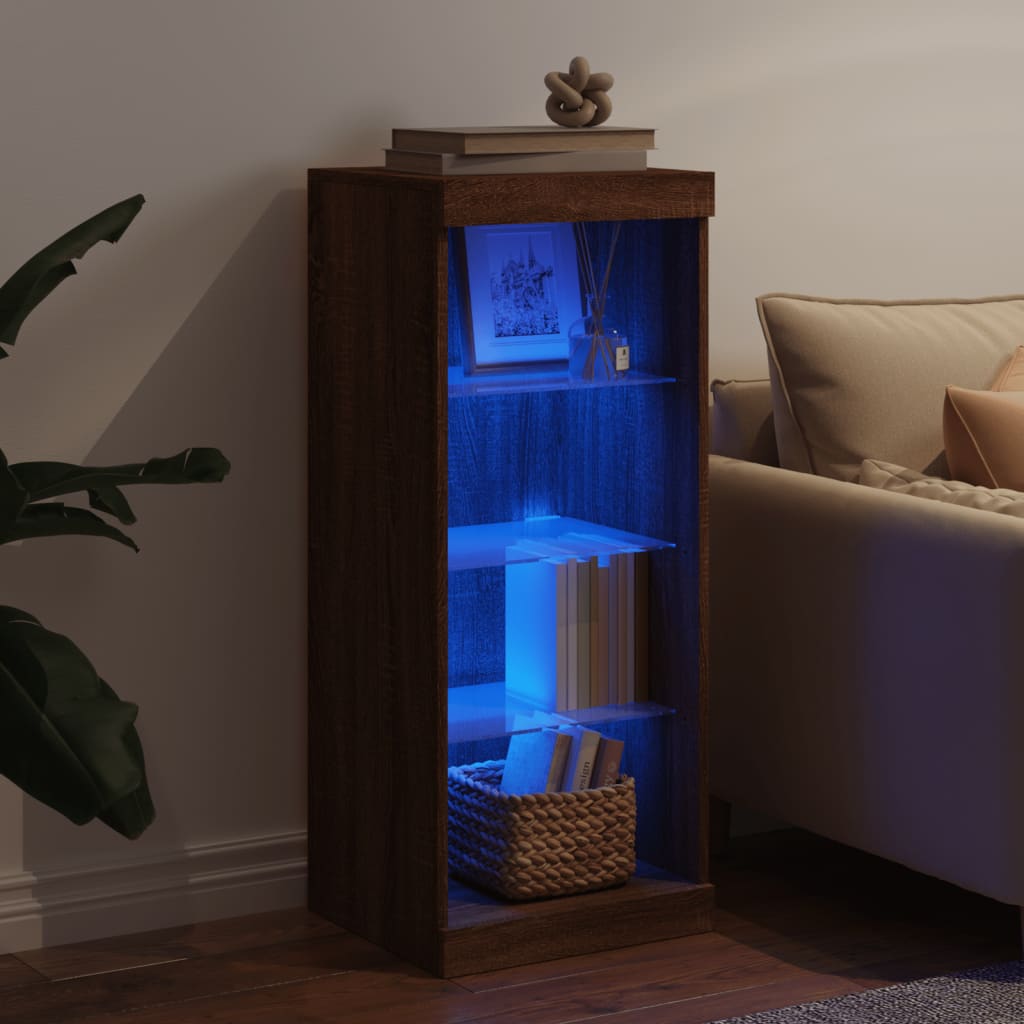 vidaXL Servantă cu lumini LED, stejar maro, 41x37x100 cm