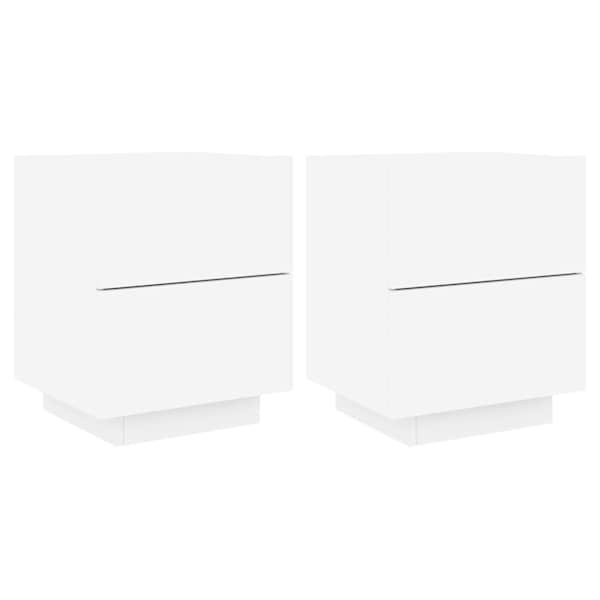 vidaXL &ouml;&ouml;kapid LED-valgustusega 2 tk, valge, tehispuit
