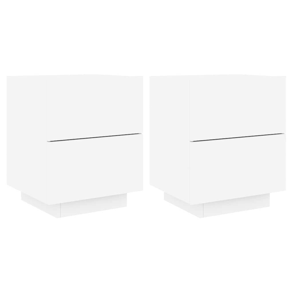 vidaXL Noční stolky s LED osvětlením 2 ks bílé kompozitní dřevo