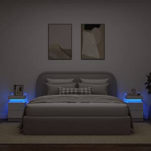Noční stolky s LED osvětlením 2 ks bílé 35 x 39 x 55 cm - obrázek 4