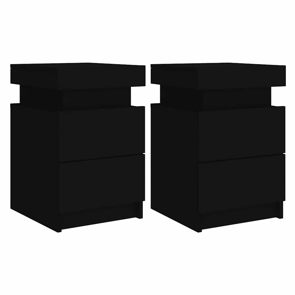 vidaXL Noční stolky s LED osvětlením 2 ks černé 35 x 39 x 55 cm