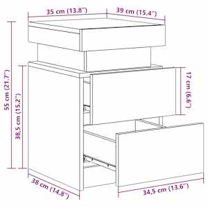 Noční stolky s LED osvětlením 2 ks černé 35 x 39 x 55 cm - obrázek 17