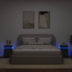 Noční stolky s LED osvětlením 2 ks černé 35 x 39 x 55 cm - obrázek 4