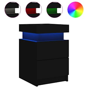Noční stolky s LED osvětlením 2 ks černé 35 x 39 x 55 cm - obrázek 7